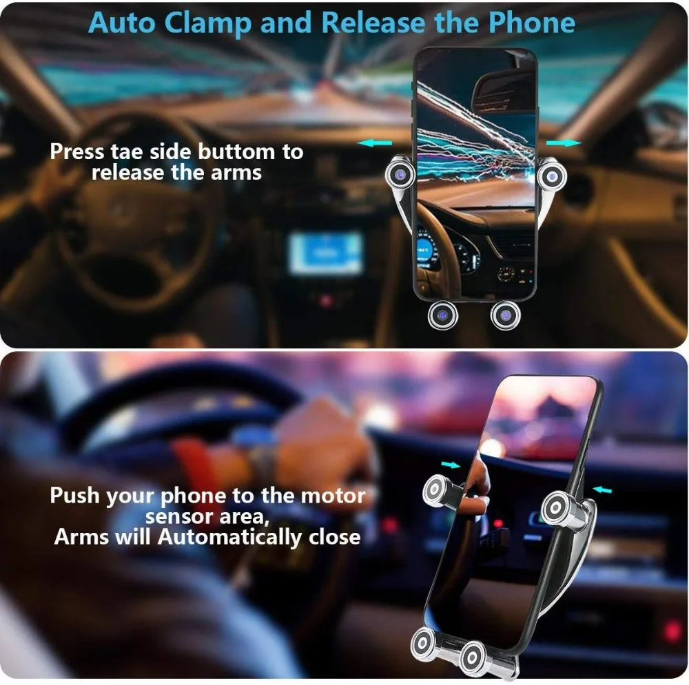 Беспроводное Автомобильное зарядное устройство вентиляционное отверстие автоматический зажим 10 Вт Qi Быстрая зарядка автомобильный держатель телефона для iPhone 11 XS XR X 8 samsung S10 S9 S8