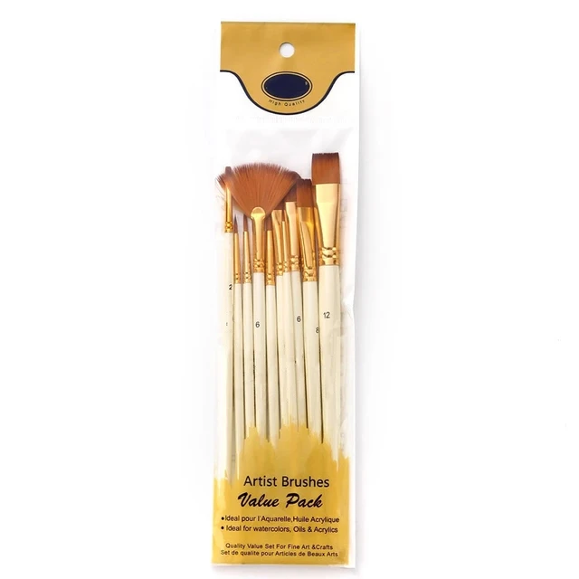 Set di pennelli da 10 pezzi Pennello per capelli in nylon per pittura acrilica Pittura ad olio per acquerello Fai da te Pennello artistico per studenti per bambini 6