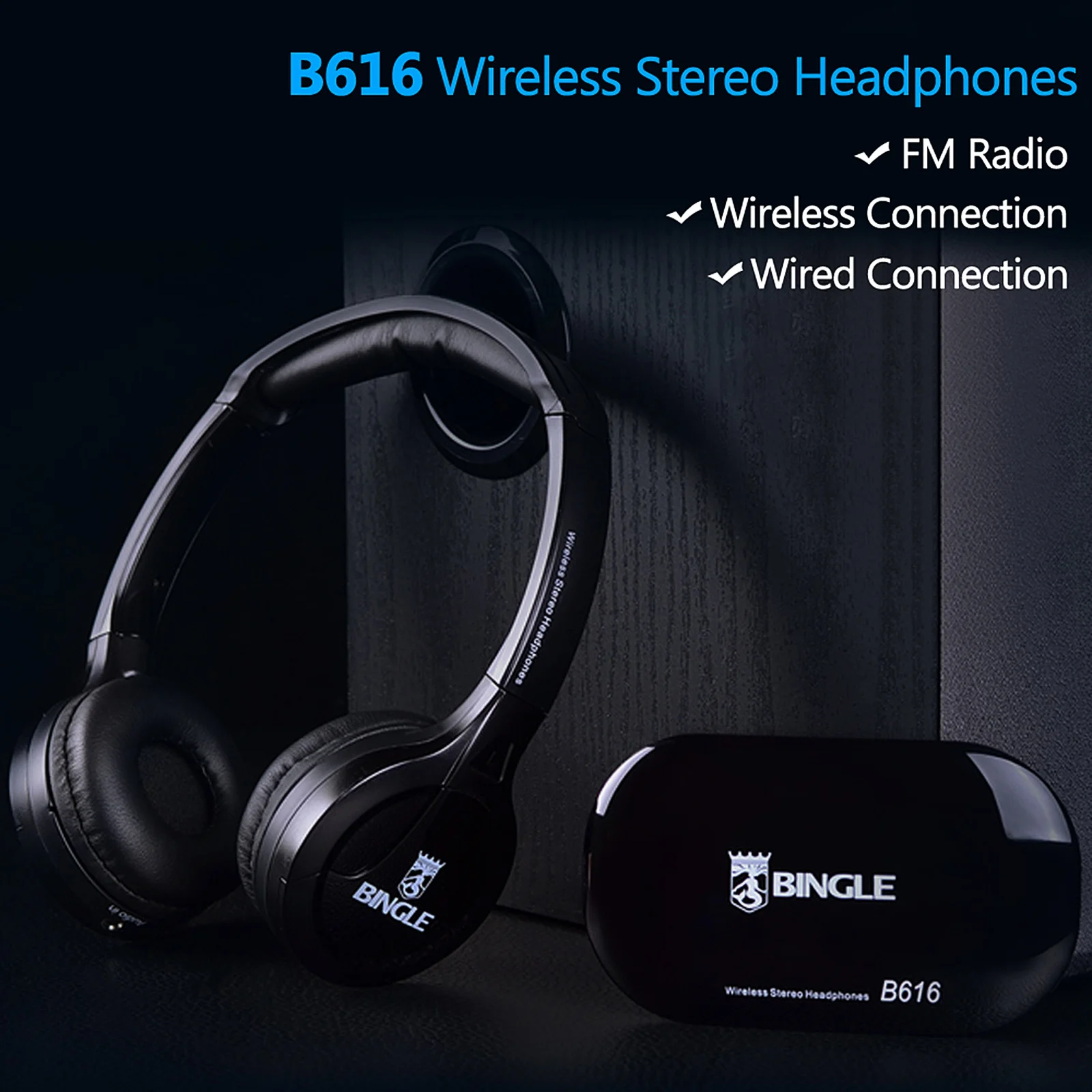 Wireless Headphones Wired Earphones Bluetooth Headset Wired Headphones BINGLE B616 Multifunction Wireless Stereo Headphones On Ear Headset FM Radio Wired Earphone Transmitter For PC TV Smart Phones
