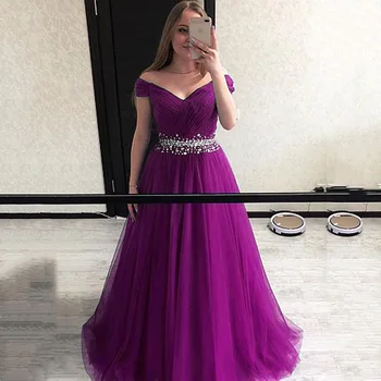 

Beads Tull Evening Dress 2020 High Slit Stretch Satin Graduation Dress A-Line Long Beach Prom Dress Burgundy Evening Gown