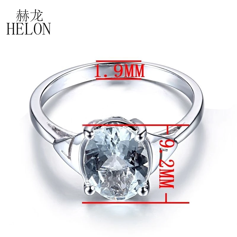 HELON, 925 пробы, серебро, сертифицировано, овальная огранка, 1.2ct, Натуральный аквамарин, драгоценный камень, женское кольцо для помолвки, свадебное, модное, хорошее ювелирное изделие