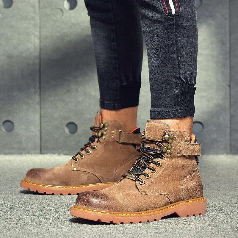 

Autumn Martin Boots Men's Fashion High Shoes British Style Korean-style Retro Versatile Students Short Boots Combat Boots Workwe