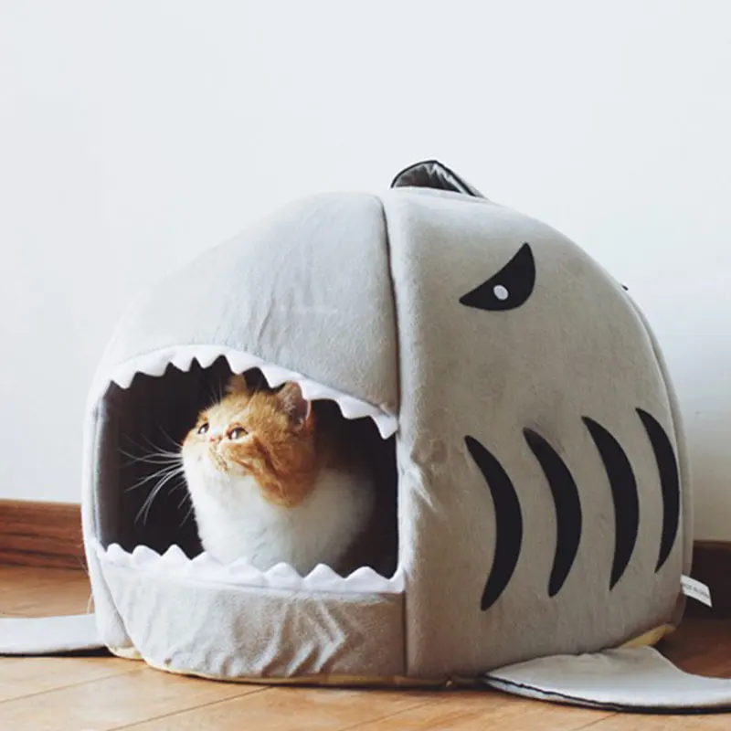 

Cat Soft Shark Pet Dog Kennel House Tent Doggy Winter Warm Cushion Basket Animal Bed Cave Pet Supplies