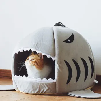 

Cat Soft Shark Pet Dog Kennel House Tent Doggy Winter Warm Cushion Basket Animal Bed Cave Pet Supplies