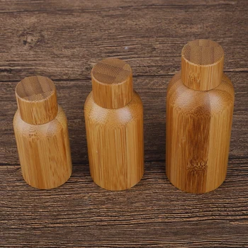 

Mini Bamboo Wood Essential Oil Sample Glass Bottles Vials With Orifice and Cap for Perfume Aromatherapy Container