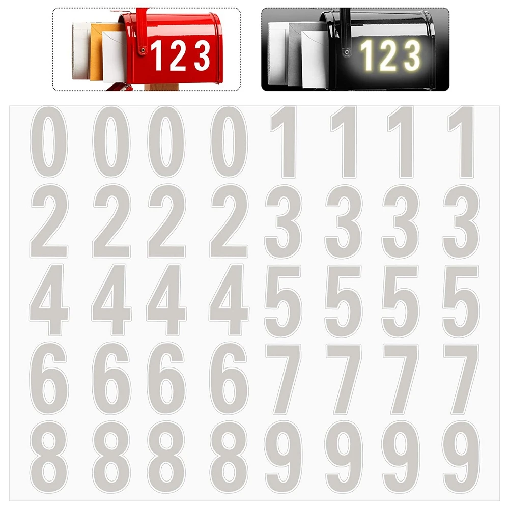 40 Pcs Reflective Mailbox Number Sticker Adhesive Reflective Address Numbers 
