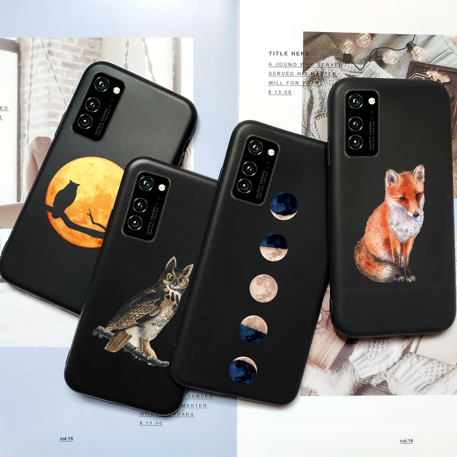 Cool Owl Cat Moon Space Case Per Huawei Honor View 30 20 Pro V30 P Smart 2019 Nova 5T P30 Pro Lite P 30 Cover In Silicone Nero