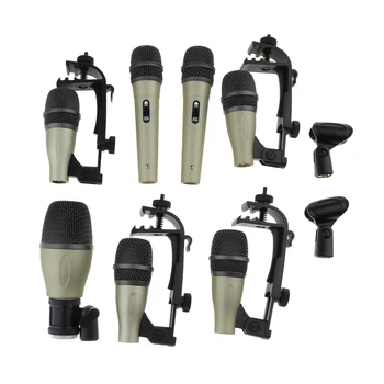 

1 Set Recording Drum Dynamic Microphones Kit With Plastic Shock Mount Clip