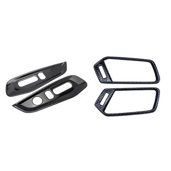 

2pcs Car Carbon Fiber Interior Seat Handle Panel Cover Trim & 2pcs Carbon Fiber Pattern Abs Side Air Vent Outlet Cover