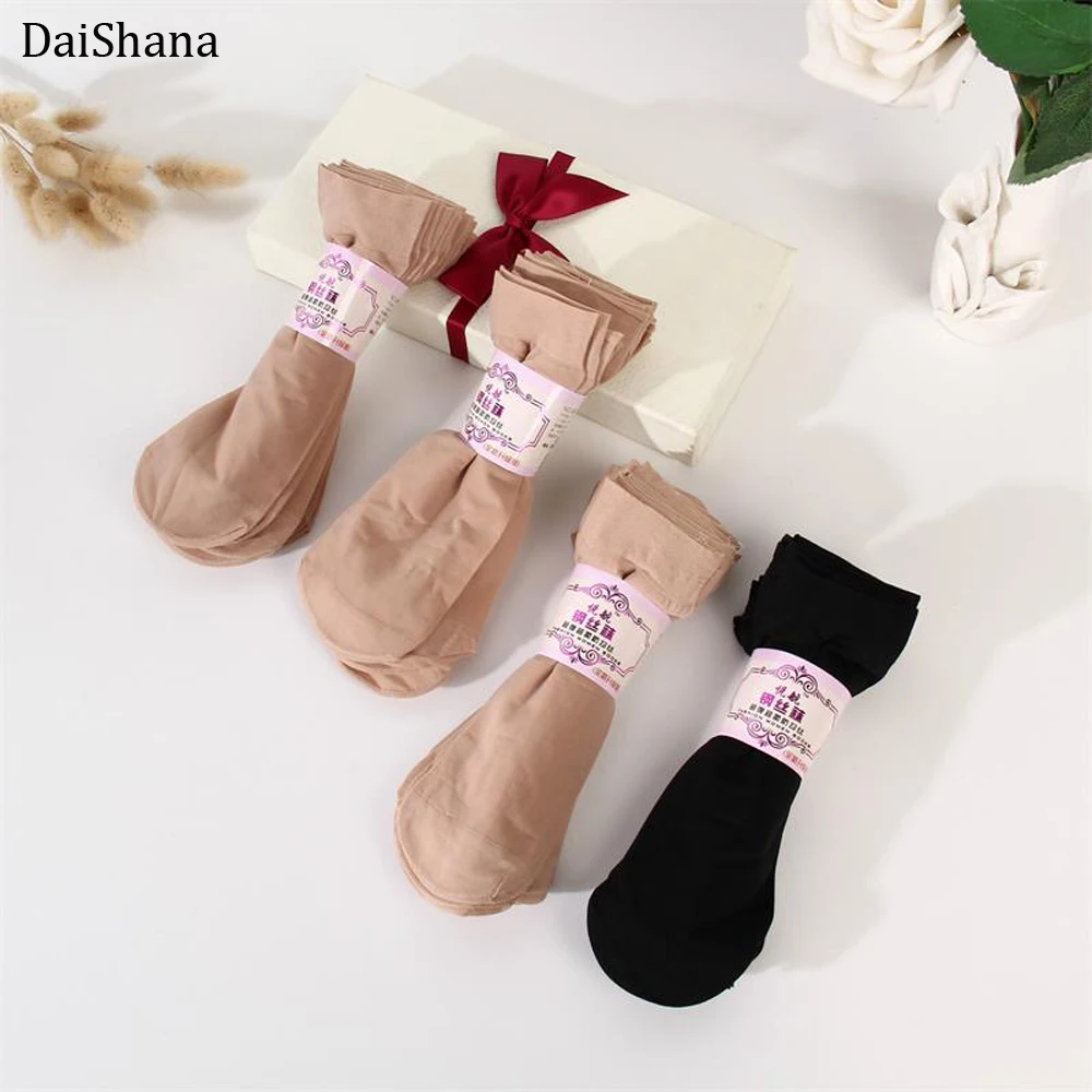 

10 Pairs Summer Bamboo Female Breathable Short Women's socks Thin Crystal Transparent High Elastic Silk Socks Girls Ankle Sox