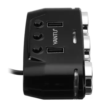 

USB Port Car Cigarette Lighter for Phone LED Display On/Off Switch LED 3 Way Splitter Charger