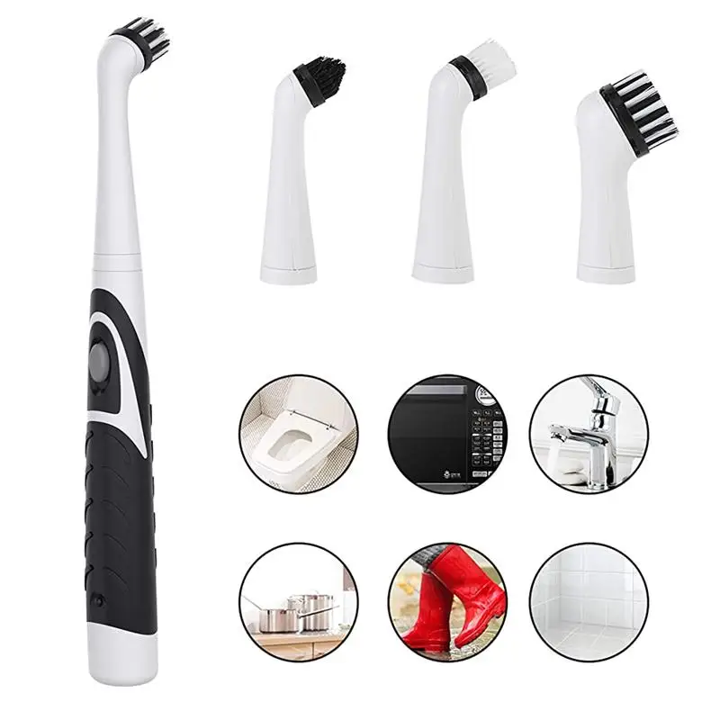 

Convenient 4 In 1 Electric Small Cleaning Brushes Household Brush For Bathroom Kitchen Cleaner Brush With 4 Brush Heads Tool Kit