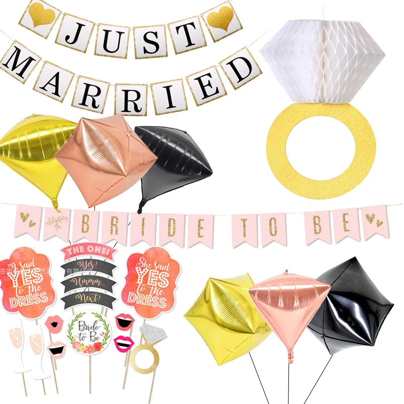 Свадебные аксессуары баннер соты алмаз кольцо фото реквизит рамка фольга