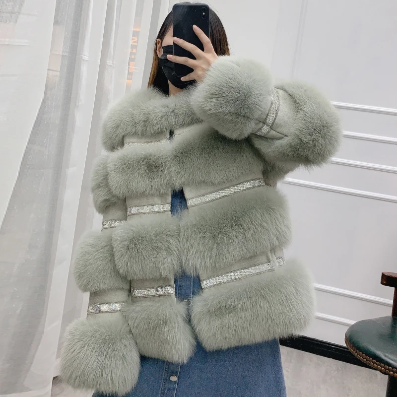 BFFUR 2020 Winter New Real Fox Fur Coat Women