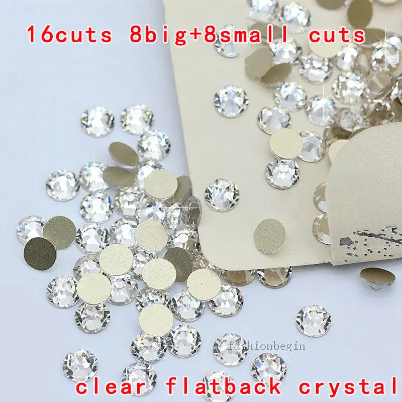 Топ 6A 16 (8big + 8 small) граненые огранки без горячей фиксации flatback кристально чистые