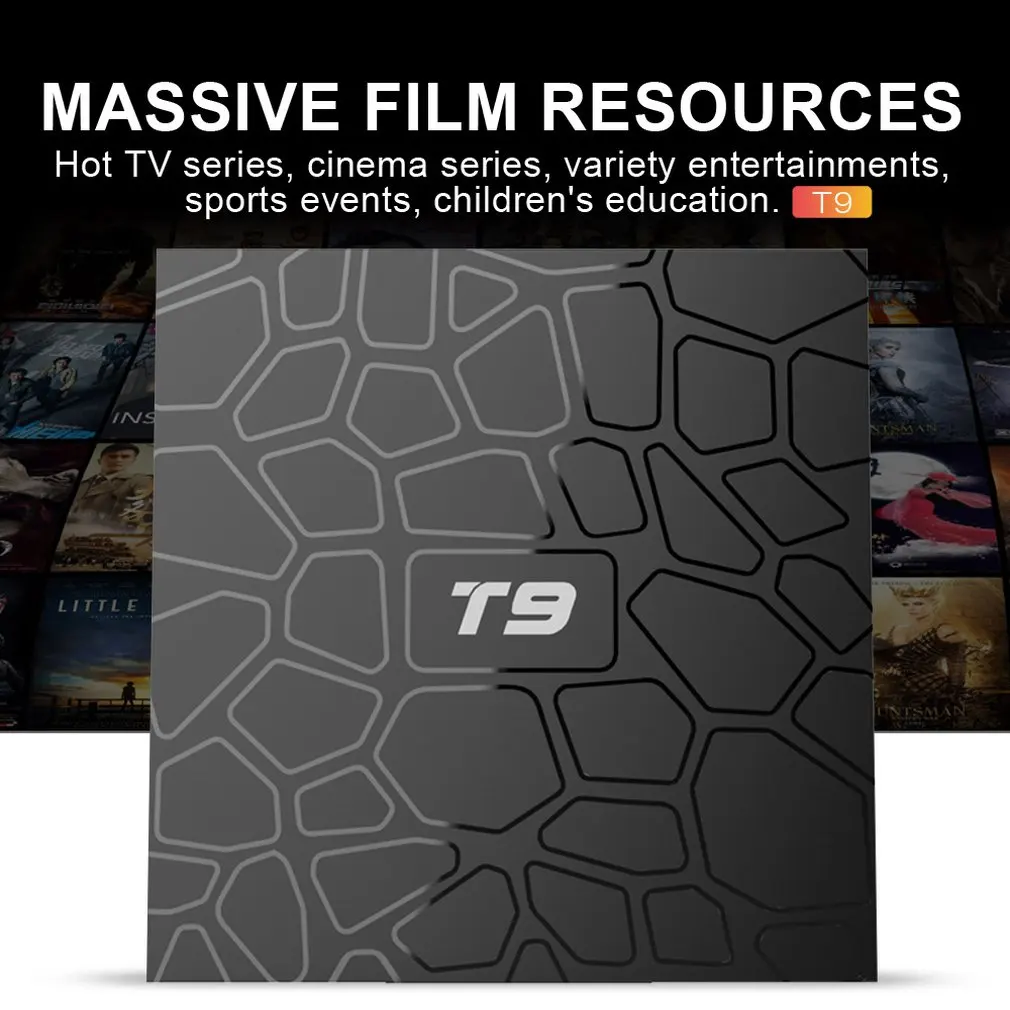 Android TV Box T9 Android 9.0 TV Box 4GB DDR3 RAM 64GB ROM RK3318 Bluetooth 4.2 Support 2.4G WiFi 4K Set Top Box Smart TV