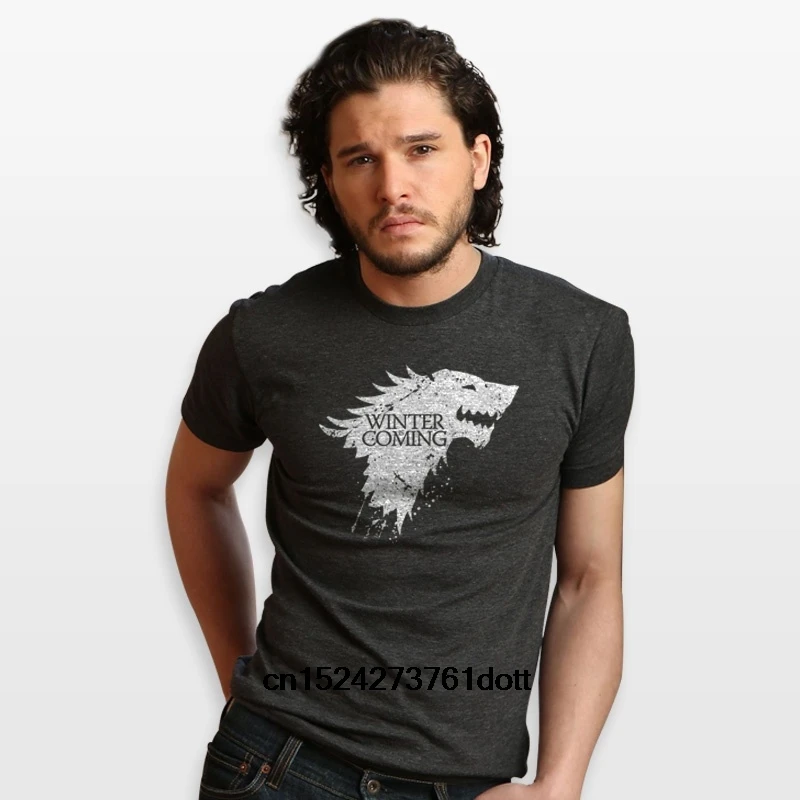 Camiseta de los hombres Juego tronos una canción de hielo y fuego el invierno se acerca las camisetas algodón del lobo Stark| | - AliExpress