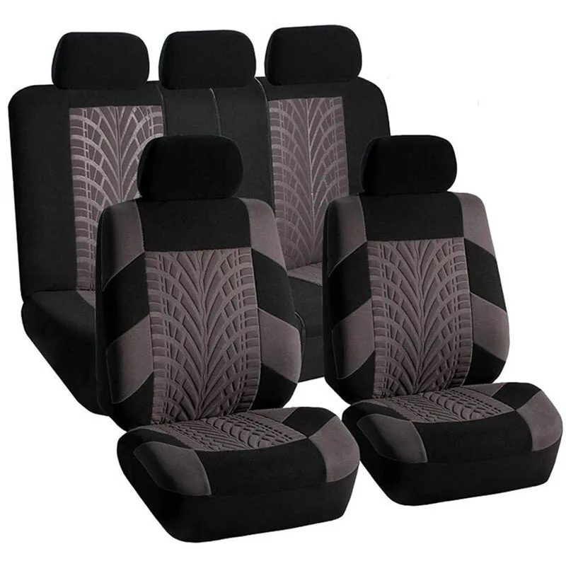 

1set/9pcs Embroidered car seat set universal suitable for most car covered tire track detail modeling car seat cover set