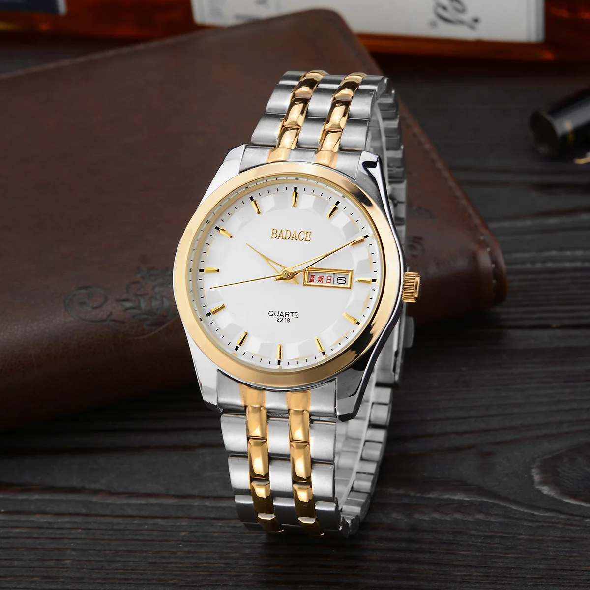 BEST QUALITY  Badace Baode City Quartz Couple Watch Men And Women Top Grade Steel Belt Simple Double Calendar Sta