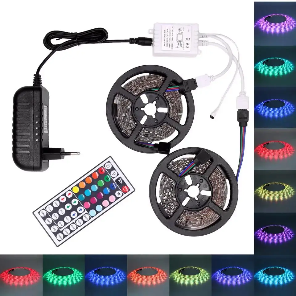 

RGB led strip lights 5m/10m/15m Waterproof Tape Infrared Sensor 2835/5050 Control Adapter led lights with remote room decoration