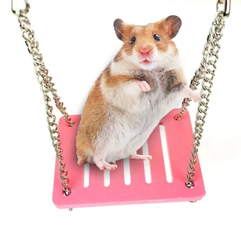 

Cute Parrot Hamster Swing Hanging Gadget Wooden Cage Hamster Toy Chinchilla Amuse Mouse Pet Bridge Accessories Supplies