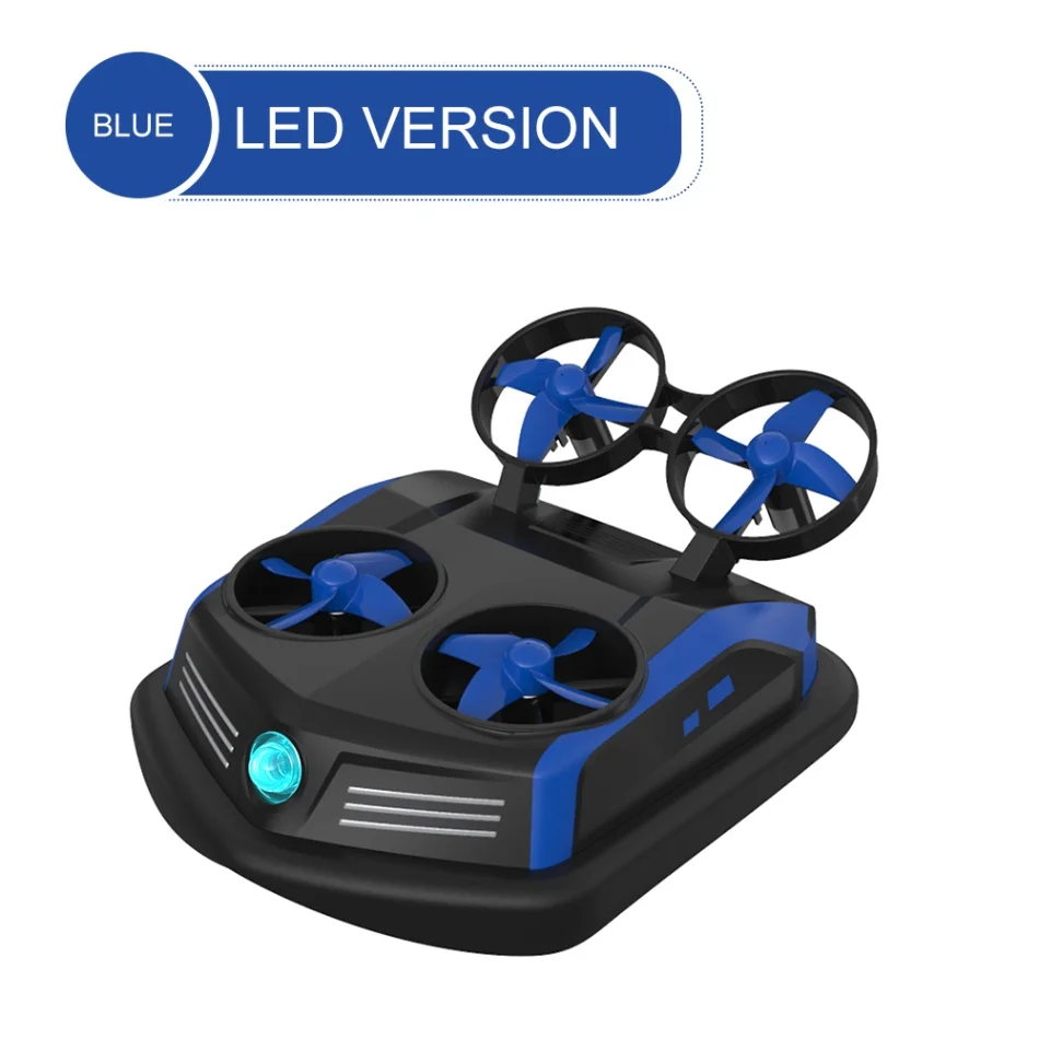 Blue LED VERSION Набор S200 мини-Дрон дистанционного Управление лодки автомобиля 600TVL с видом от первого лица 3-в-1 моря-земля-воздух режим переключаемый Водонепроницаемый игрушка на воздушной подушке RC Дрон - Цвет: Blue LED VERSION