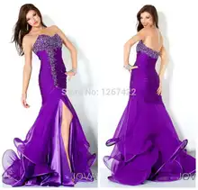 

Shiny Crystals Beaded Evening Dresses 2019 Sweetheart Chiffon Front Slit Formal Prom Pageant Gowns Custom Made Gorgeous Corset