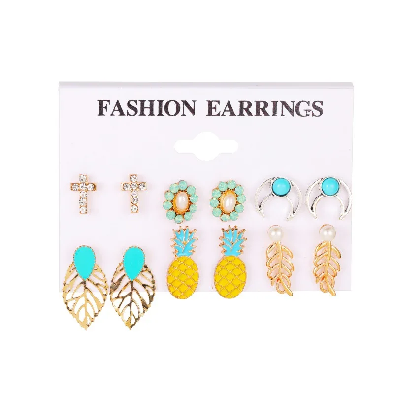 

Earrings for Women Piercing Earrings Bohemian Earrings Slopes Retro Leaf Cross Pineapple Earrings Fashion Set Earrings Wholesale