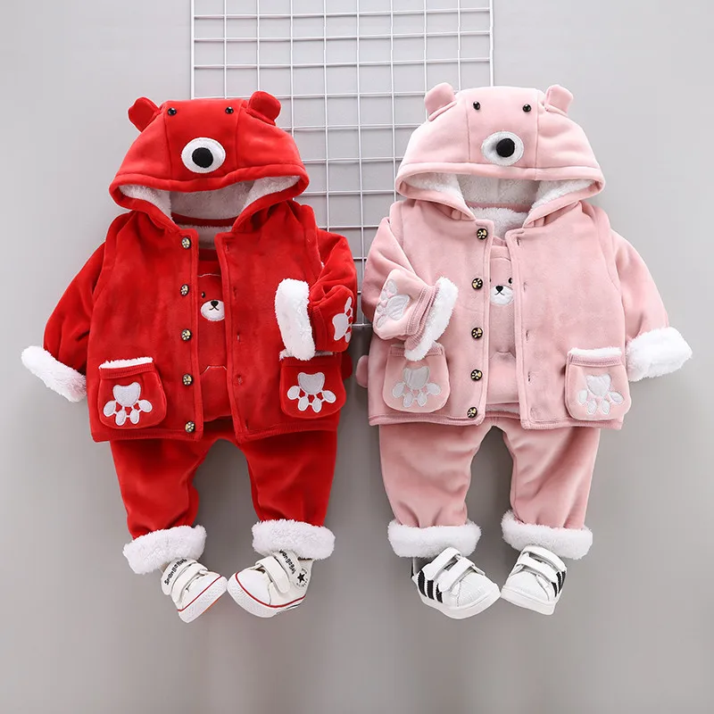 

Winter Children Clothing Sets cotton deer Christmas Snowsuit Thicken Warm Sweatshirt Suit for girls boy Kids 3pcs/set Clothes