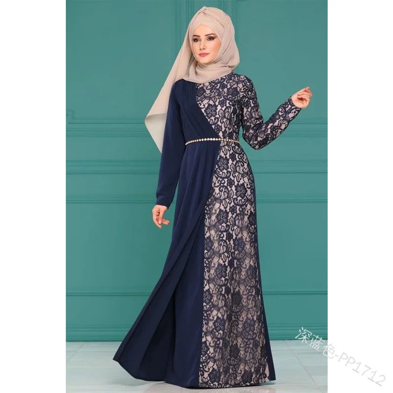 Элегантная мусульманская кружевная Абая Макси платье Вечернее Vestidos кардиган кимоно длинный халат платья Jubah Ближний Восток ИД Рамадан исламский
