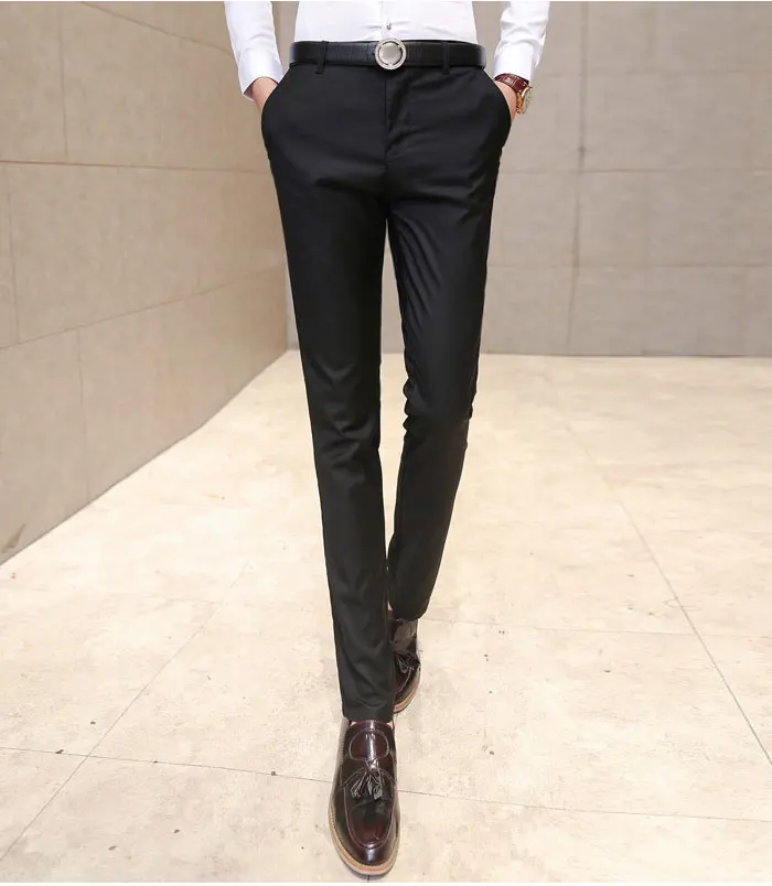 2019 новые мужские Модные Качественные удобные однотонный цветной Бизнес повседневные брюки/мужские узкие брюки мужские брюки для отдыха