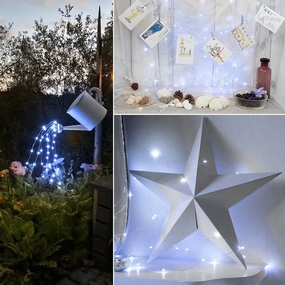 Igemy Outdoor Dekor 10 M 100 LED Solar Kupferdraht String Fairy Weihnachten Garten Licht Farbe Lampe Weiß 