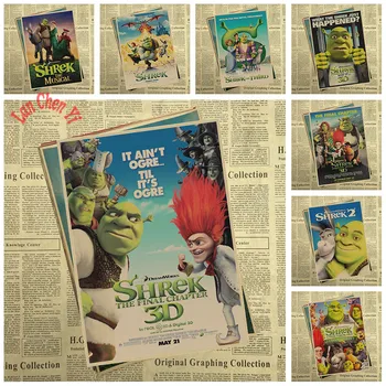 

Vintage Cartoon Anime Shrek Kraft Paper Poster Cafe Creative wallpaper Interior Decoration
