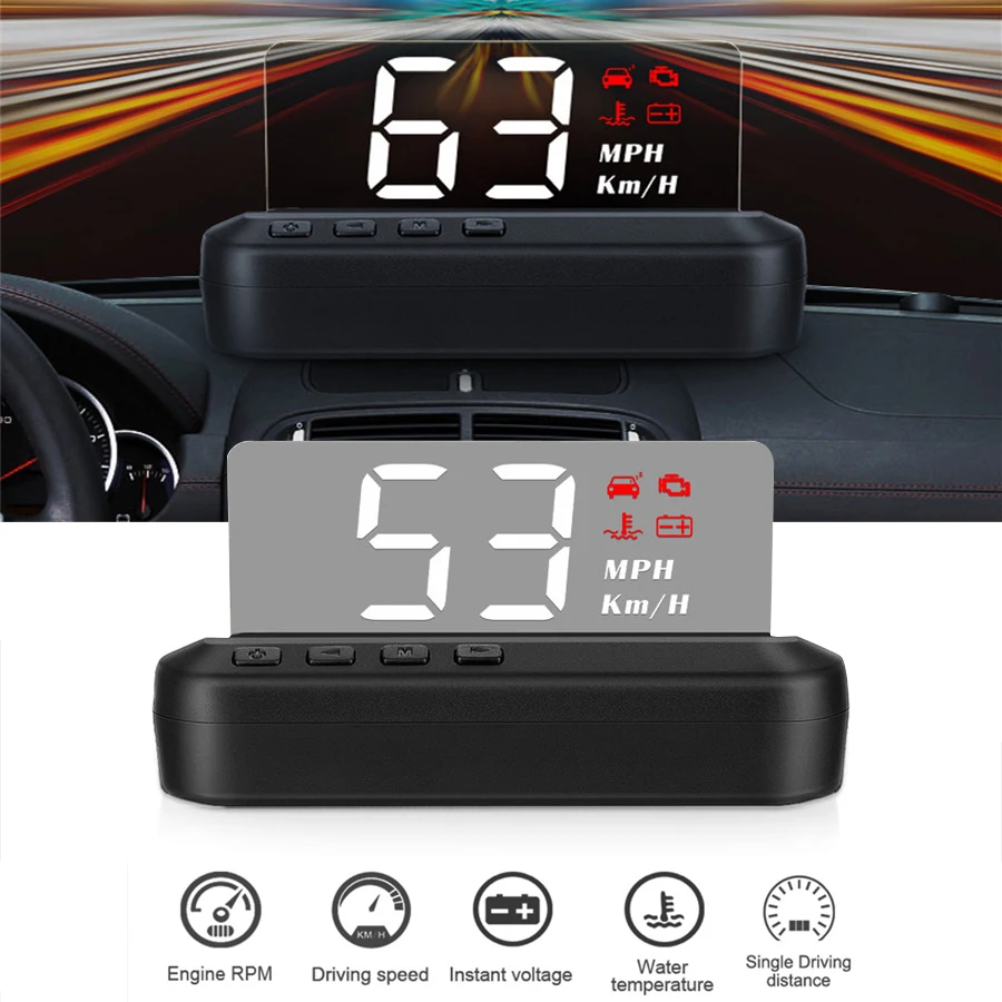 

OBD2 HUD Car Head Up Display Digital Projector Security Alarm Water Temp RPM KMH MPH Speedometer