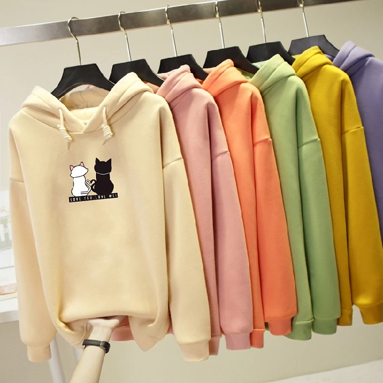 Kpop толстовки женские Kawaii Милая одежда Свободные повседневные трендовые утепленные толстовки с капюшоном пуловеры с длинным рукавом Новые