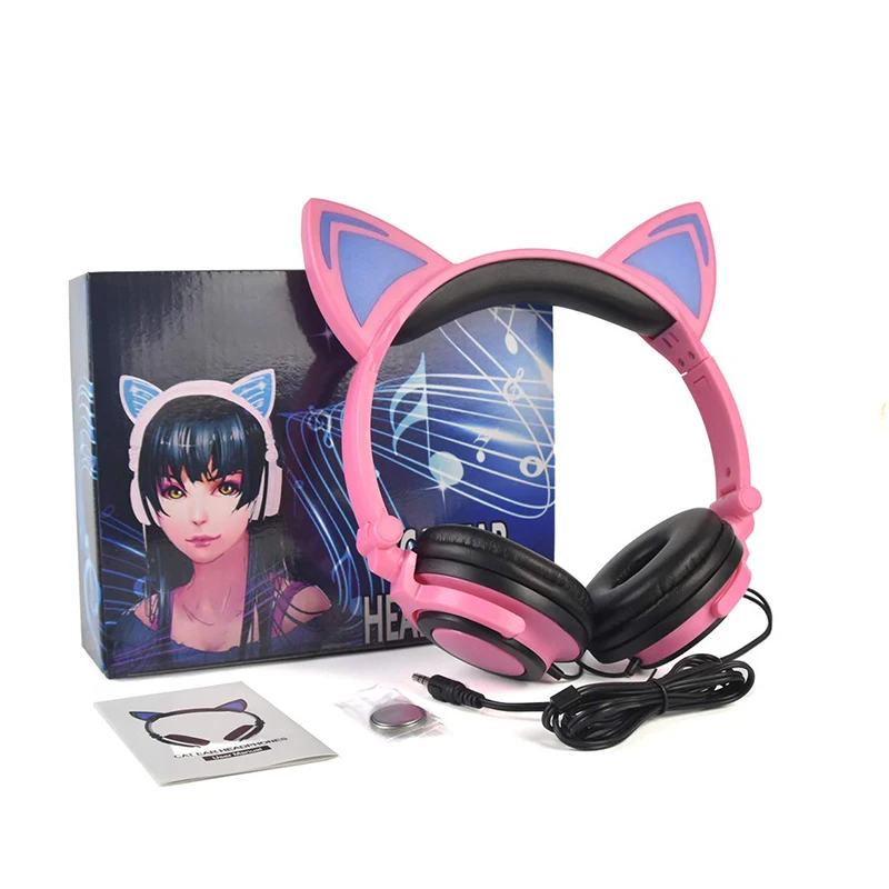Проводные наушники Гарнитуры Складные Супер басовая головная повязка Cat Ear LED Light