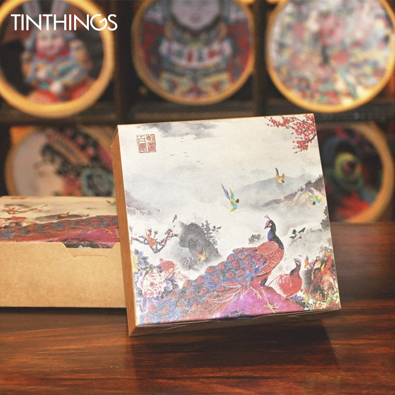 

Коробка для конфет, 100 шт., в китайском винтажном стиле, для свадебного подарка, на день рождения, украшение в виде павлина, упаковка из крафт-бумаги
