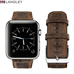 Кожаный ремешок для Apple Watch 38 мм 40 мм 42 мм 44 мм мужской модный винтажный ремешок из натуральной кожи браслет для iwatch 5 4 3 2 1