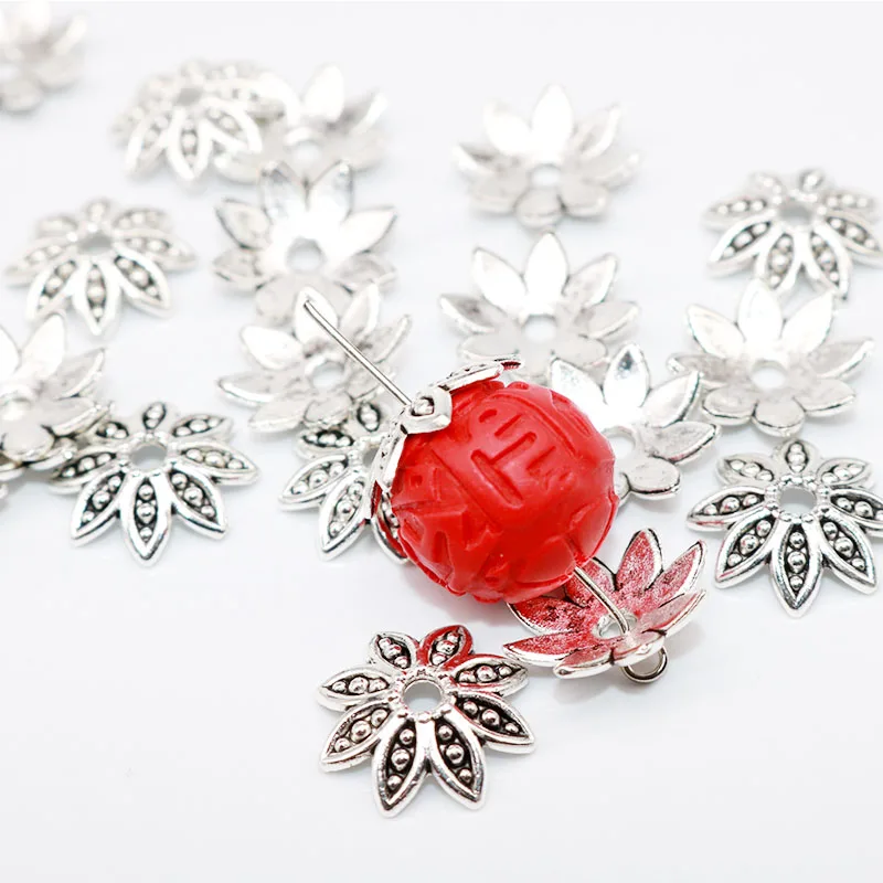 

14mm Metal Vintage Silver End Silver Cap Needlework Beads Jewelry Findings Components Flower Bead Caps Large Size Beads Cap