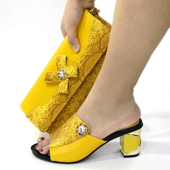 

doershow Italian matching yellow shoes and bag set african wedding shoe and bag sets! HUQ1-8