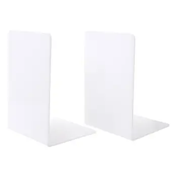 

2Pcs White Acrylic Bookends L-shaped Desk Organizer Desktop Book Holder School Stationery Office Accessories A6HE