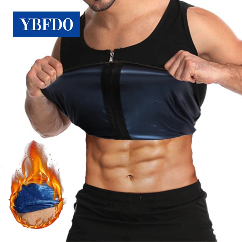 YBFDO 2021 nuevos hombres sudor Chaleco con cremallera Sauna Shapewear cuerpo faja de cintura de entrenamiento adelgazante de moda térmico pantalones Fitness trajes para entrenamiento