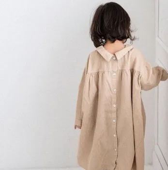 

2020 ins Baby Girls Japan and South Korea Spring and Summer New Girls Cotton Long Sleeve Single-breasted Casual Garden Dress