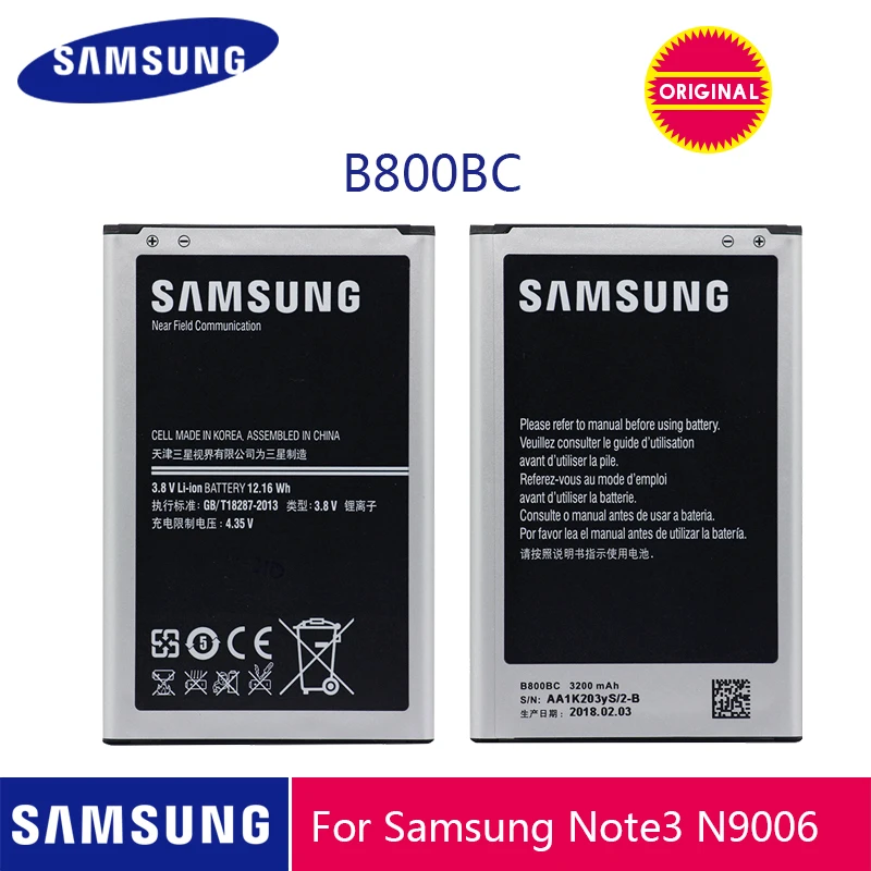 SAMSUNG Original Phone Battery B800BE B800BC 3200mAh For Samsung Galaxy Note 3 N900 N9006 N9005 N9000 N900A N900T N900P with NFC