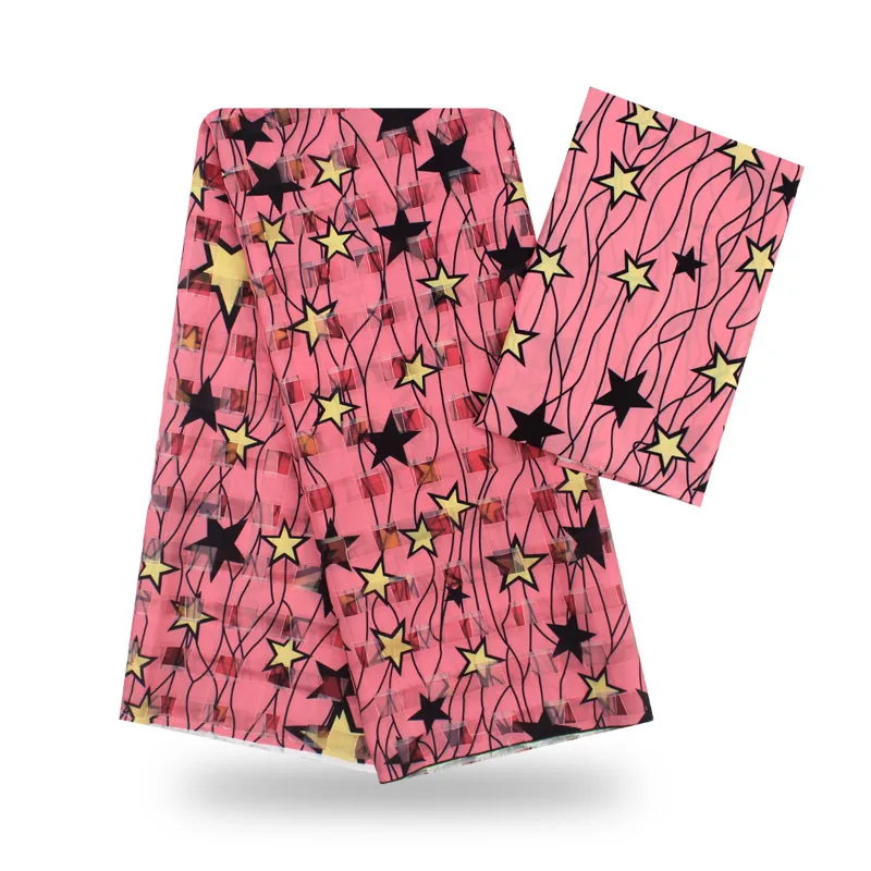 Горячая имитированный шелк Африканский принт ткань органза и лента для одежды материал ткань YB1