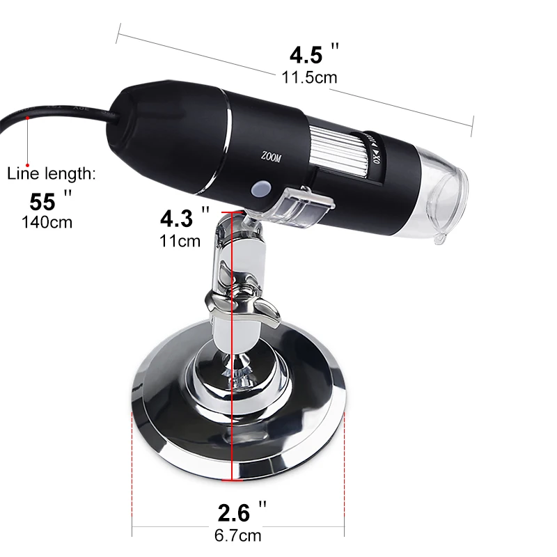 USB Digital Handheld Microscope 1000X 1600X 8 LED Magnification Endoscope Camera Magnifier Compatible With Android Mac Windows