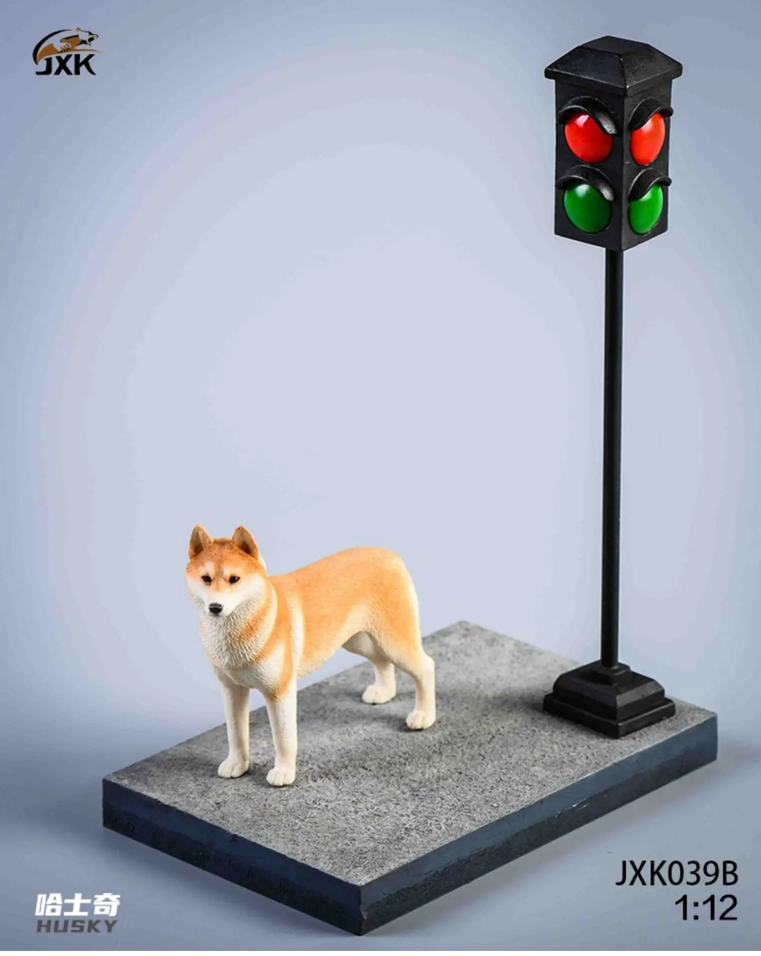 JXK 1/12 Bulldog Dog Pet Figure with Base Animal Model Adult Xmas
