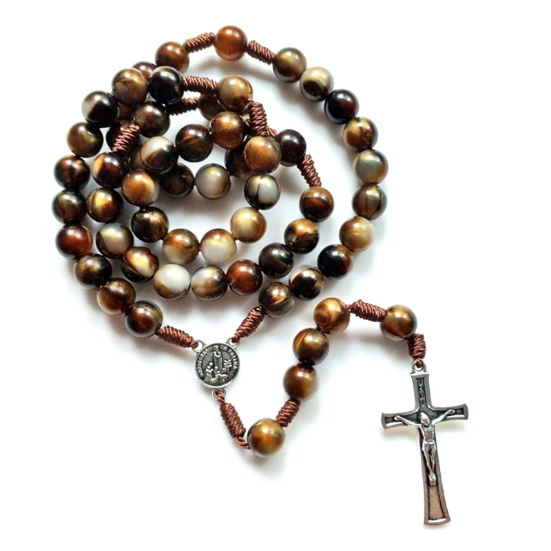 X7AB Vintage Rosary Catholic Prayer Necklace Christ Jesus Sacramento Mall overseas C Bead