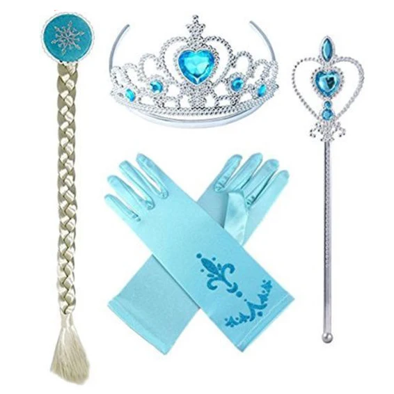 

Frozen Aisha Princess Anna Jewelry Blue Set Crown Magic Wand Gloves Wig Scorpion Birthday Party Friends Children Decoration