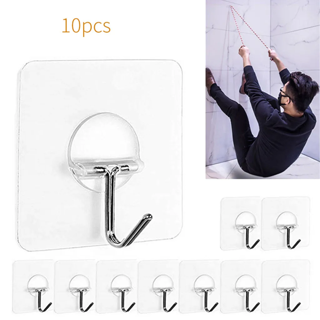 

Practical Hook Rack Key Hanging Storage Wall Adhesive Organizer Durable Decor Home Holder Hanger Transparent For Kitchen